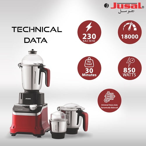 Jusal Zodiac 3.0 JUZD850 Mixer Grinder (3 Jars